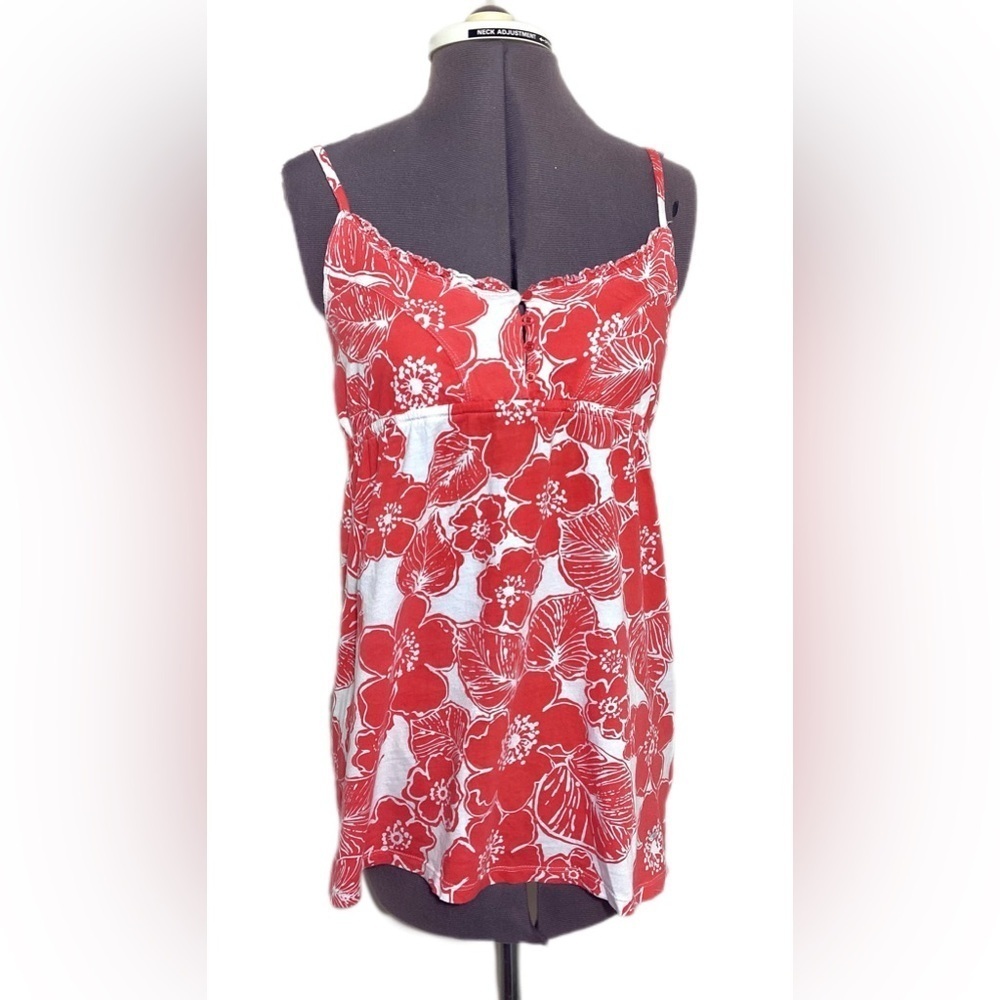 Aeropostale Babydoll Y2K Floral Tank Top Size L Hawaiian Preppy Beach Colorful